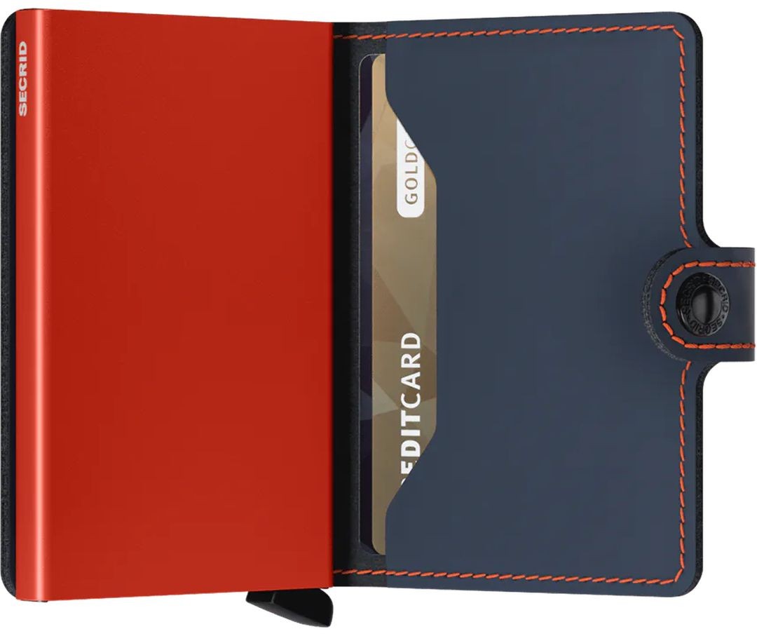 Secrid MiniWallet Matte — Azul Noche / Naranja (Night Blue & Orange)