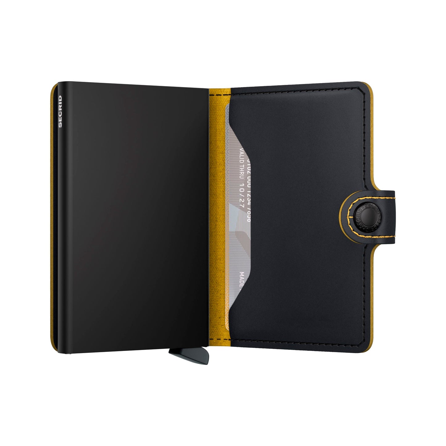 Secrid MiniWallet Matte — Negro Mate / Ocre (Black & Ochre)