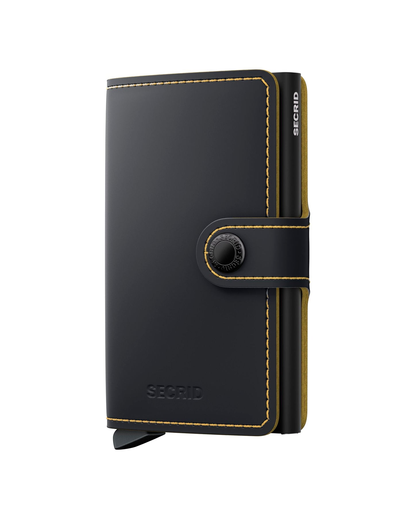 Secrid MiniWallet Matte — Negro Mate / Ocre (Black & Ochre)