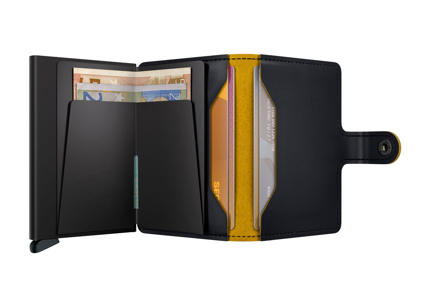 Secrid MiniWallet Matte — Negro Mate / Ocre (Black & Ochre)