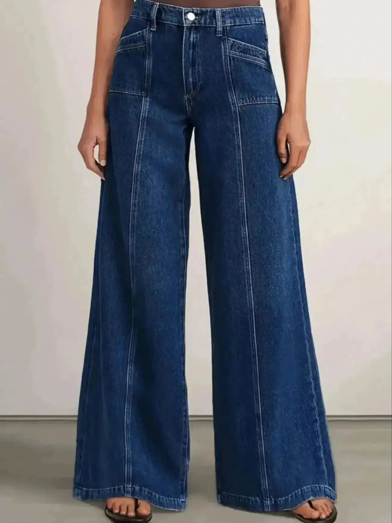 Vaqueros de Pierna Ancha Azul Oscuro