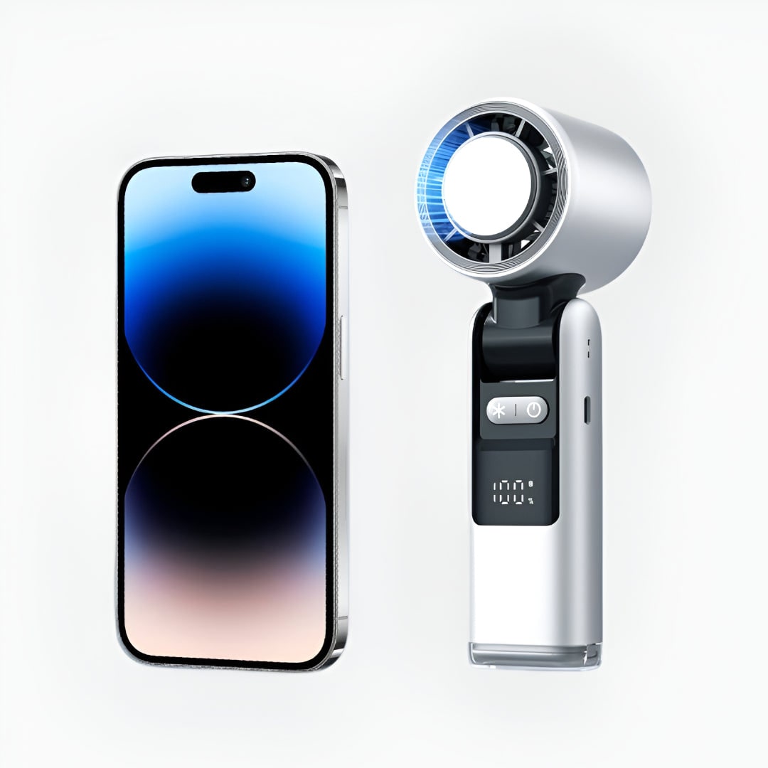 Ventilador Portátil Recargable USB-C con Pantalla Digital