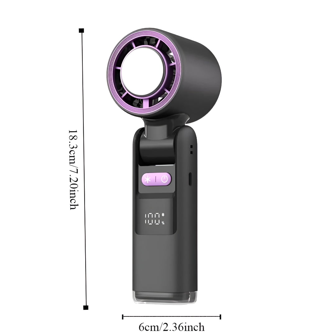 Ventilador Portátil Recargable USB-C con Pantalla Digital