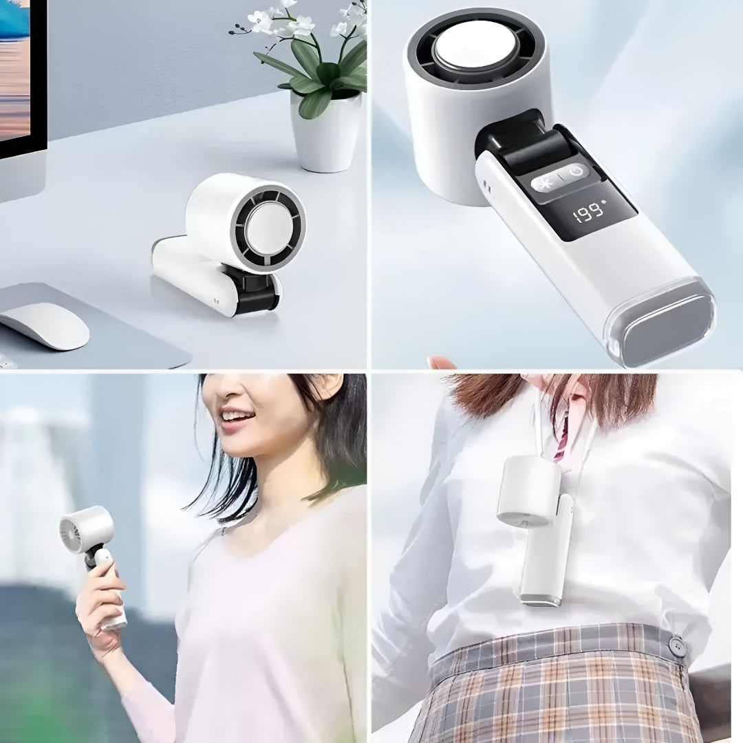 Ventilador Portátil Recargable USB-C con Pantalla Digital